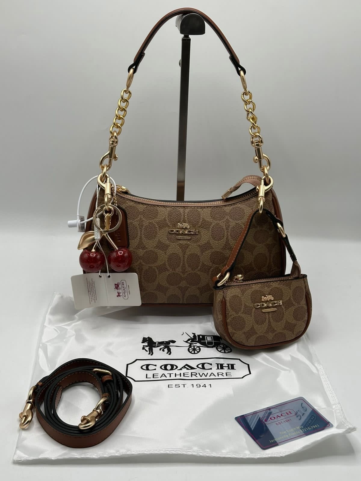 2 Pieces Coach Shoulder Bag with Cherry charm