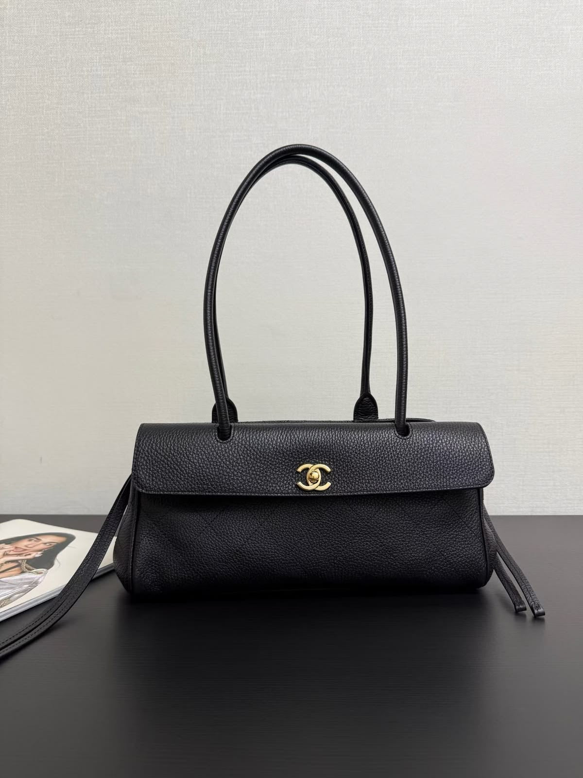 Channel Grained Calfskin Bag
