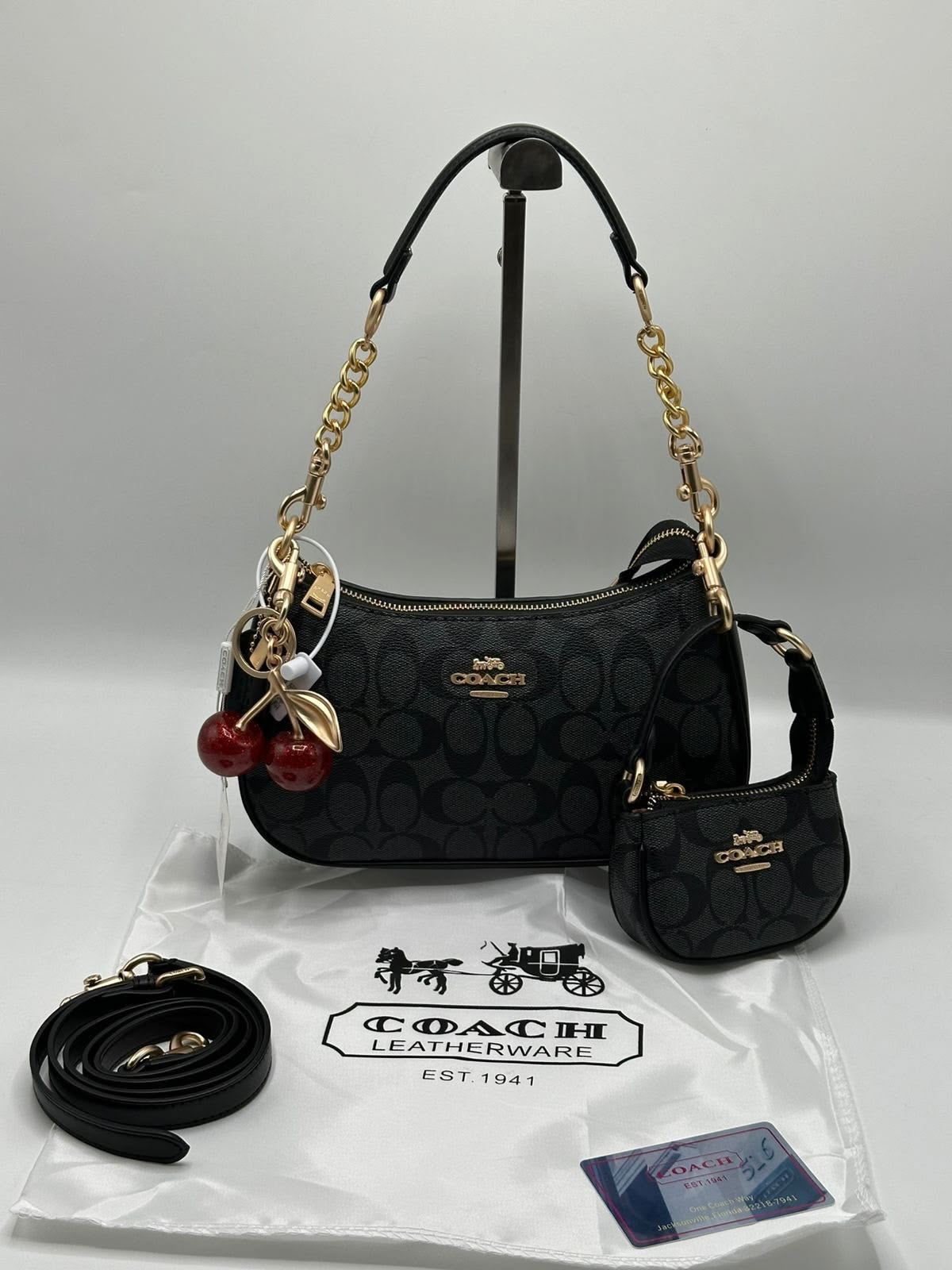 2 pieces Coach Shoulder Bag with Cherry Charm