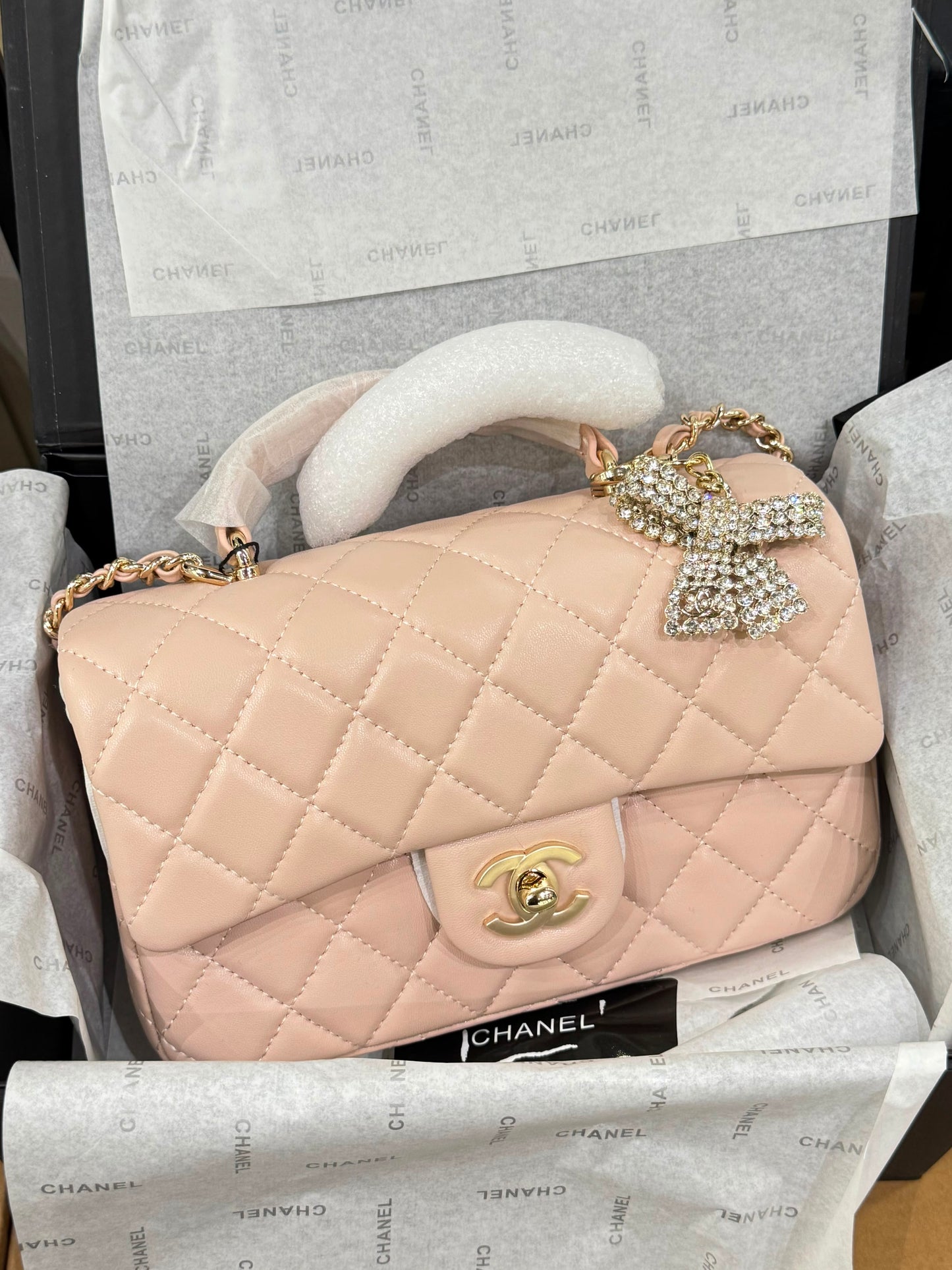 Channel Quilted Top Handle Bag Same as Original