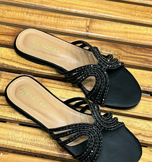 Black Pearled flats