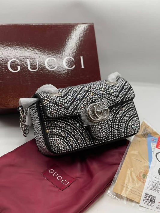 Gucci Marmont Crystals Shoulder Bag